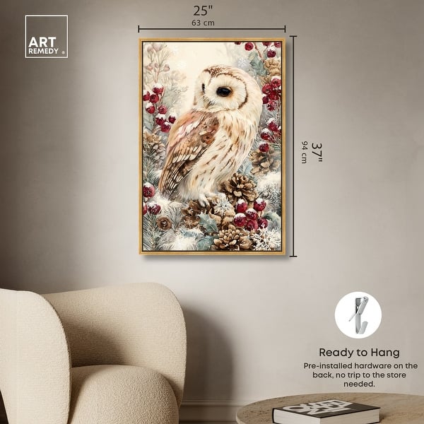 dimension image slide 18 of 24, Christmas Forest Owl III Wall Decor Canvas Print by Art Remedy