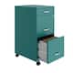 Space Solutions 18" Deep 3 Drawer Mobile Metal File Cabinet, Teal