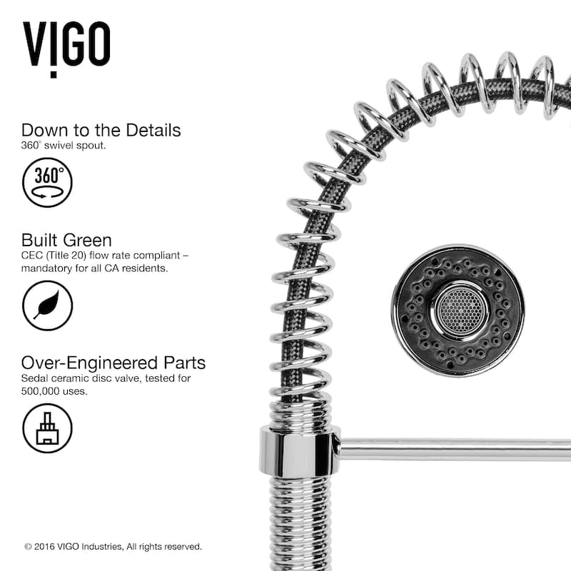 VIGO Edison 19" H Single Handle Pull-Down Sprayer Kitchen Faucet