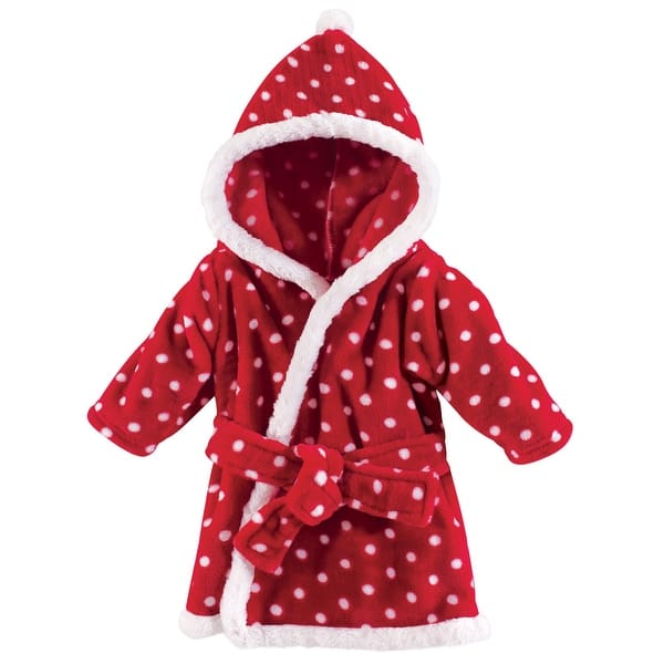 slide 1 of 1, Hudson Baby Infant Girl Plush Animal Bathrobe, Red Polka Dot, 0-9 Months - Red Polka Dot - 0-9 Months 0-9 Months - Red Polka Dot