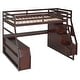 preview thumbnail 47 of 83, Loft Bed Frame wDesk and Storage Staircase, Wood Loft Bed with 7 Drawers and 2 Shelves, Kid's Loft Bed Study Bed with Staircase