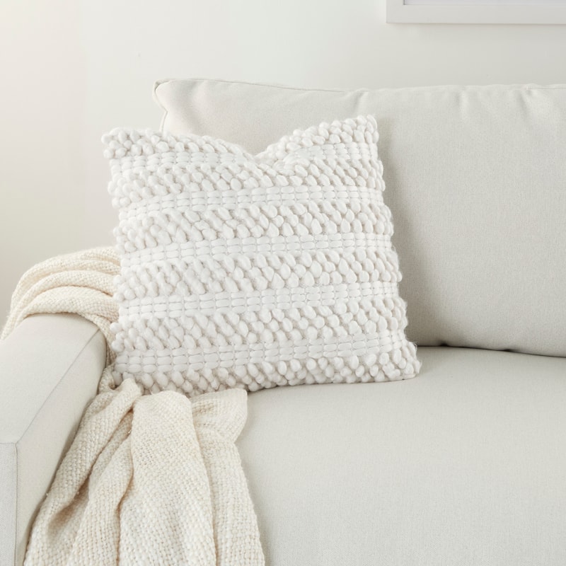 Carson Carrington Tarnby Woven Stripes Throw Pillow - 17" x 17" - White