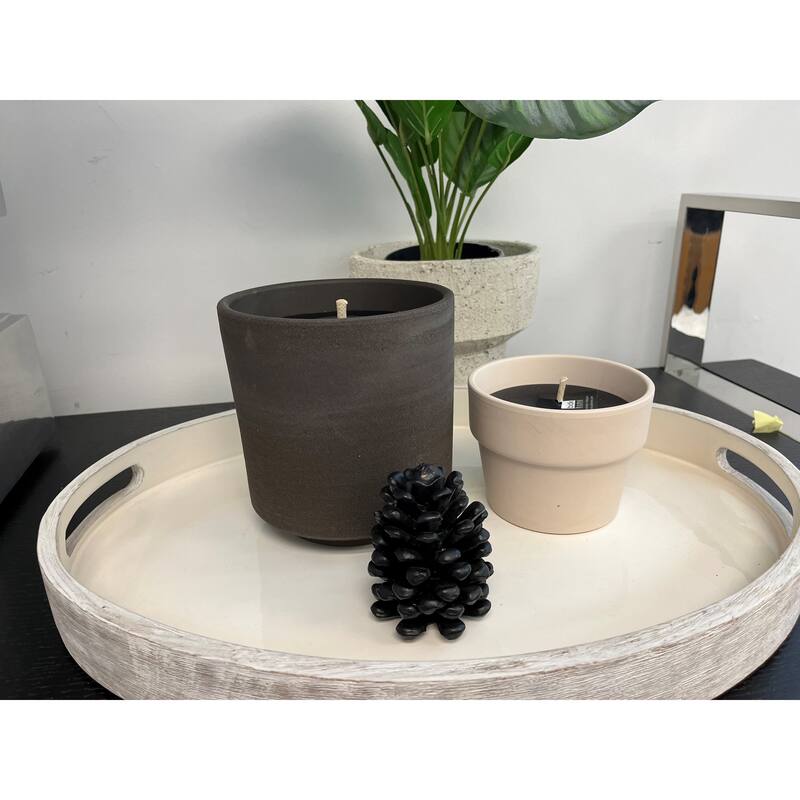 Terracotta White Candle H 4" & Dia 5" - WHITE