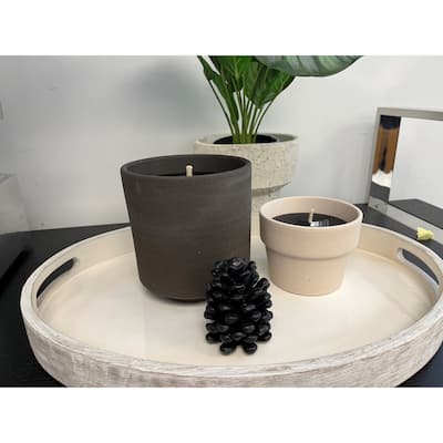 Terracotta White Candle H 4" & Dia 5" - WHITE