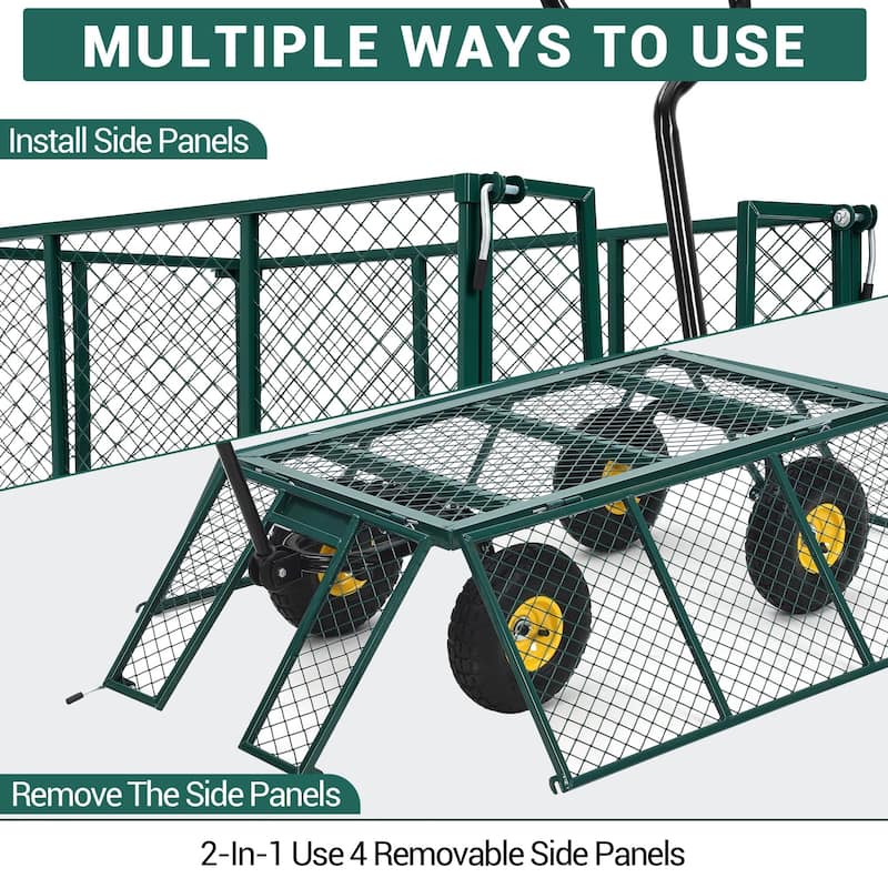 Heavy Duty Steel Utility Garden Wagon Cart with Removable Sides