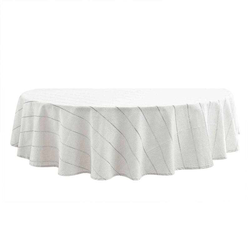 Izod Chadwick White Silver Lurex 70" Round Tablecloth