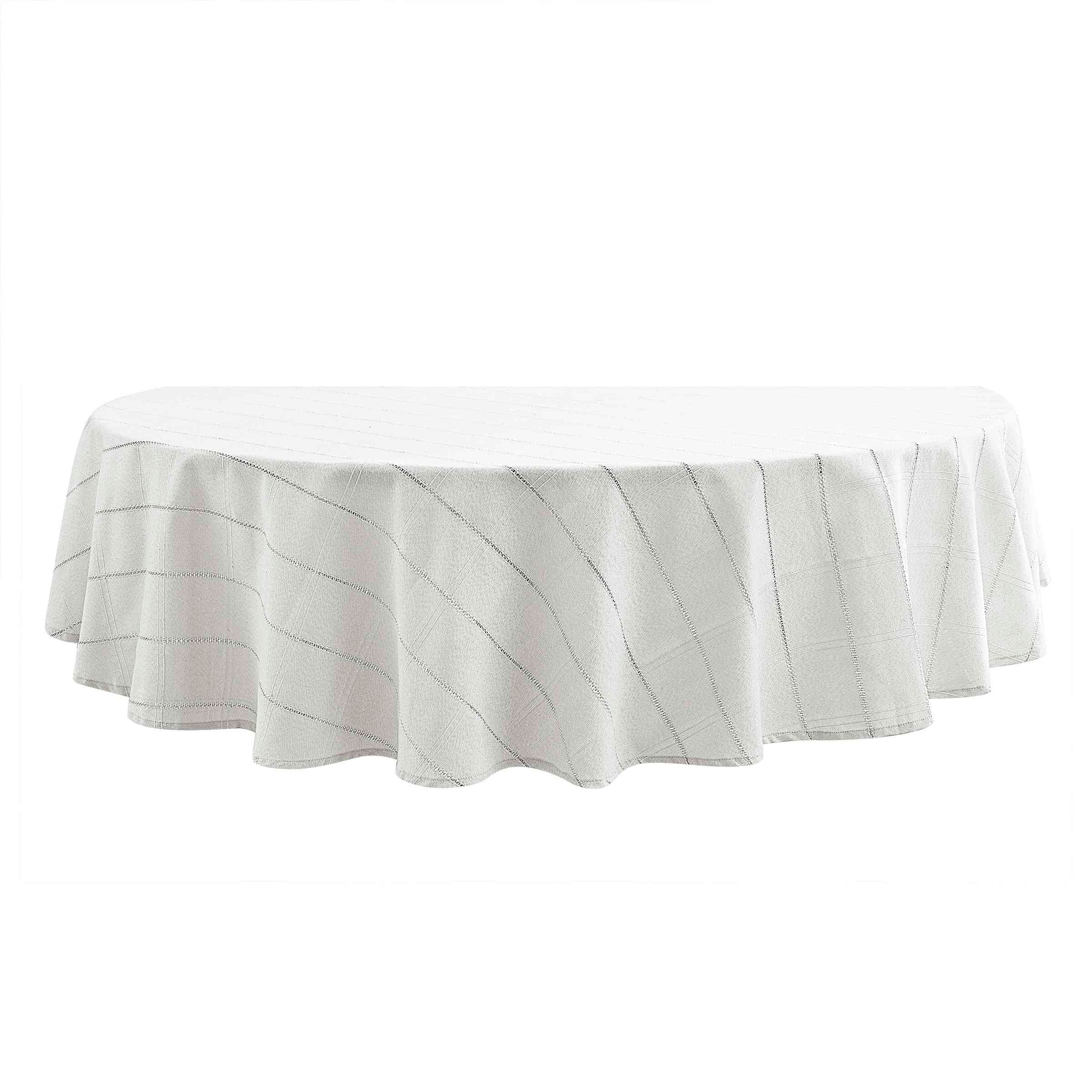 Izod Chadwick White Silver Lurex 70" Round Tablecloth