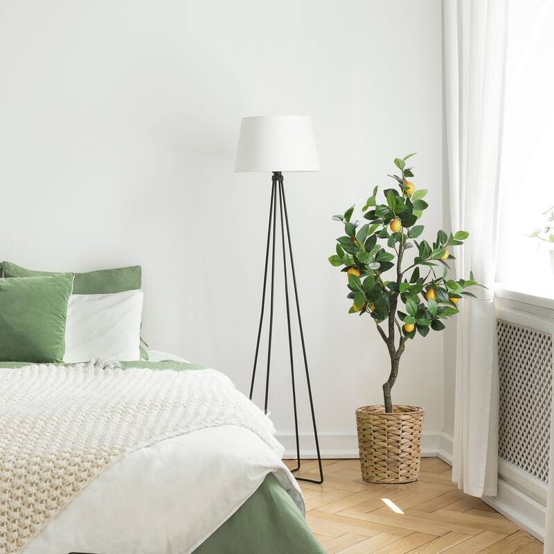 American Art Decor Artificial Faux Tree in White Tapered Ceramic Pot