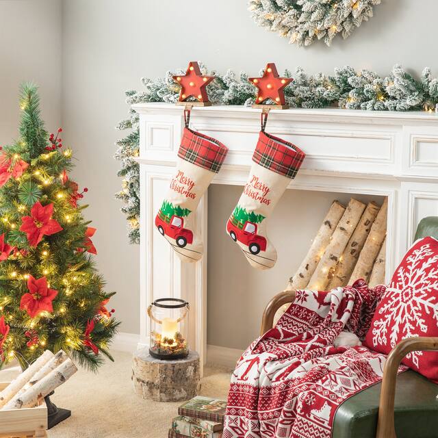 Glitzhome Christmas Marquee LED Stocking Holder