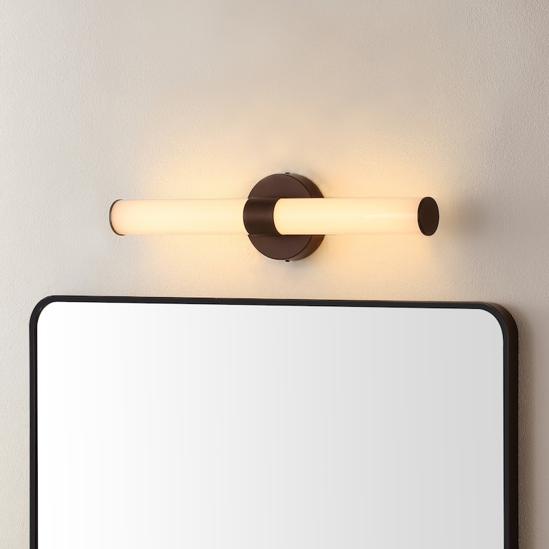 Elyse 20.13" 1-Light Industrial Mid-Century Iron Integrated LED Vanity Light, by JONATHAN Y