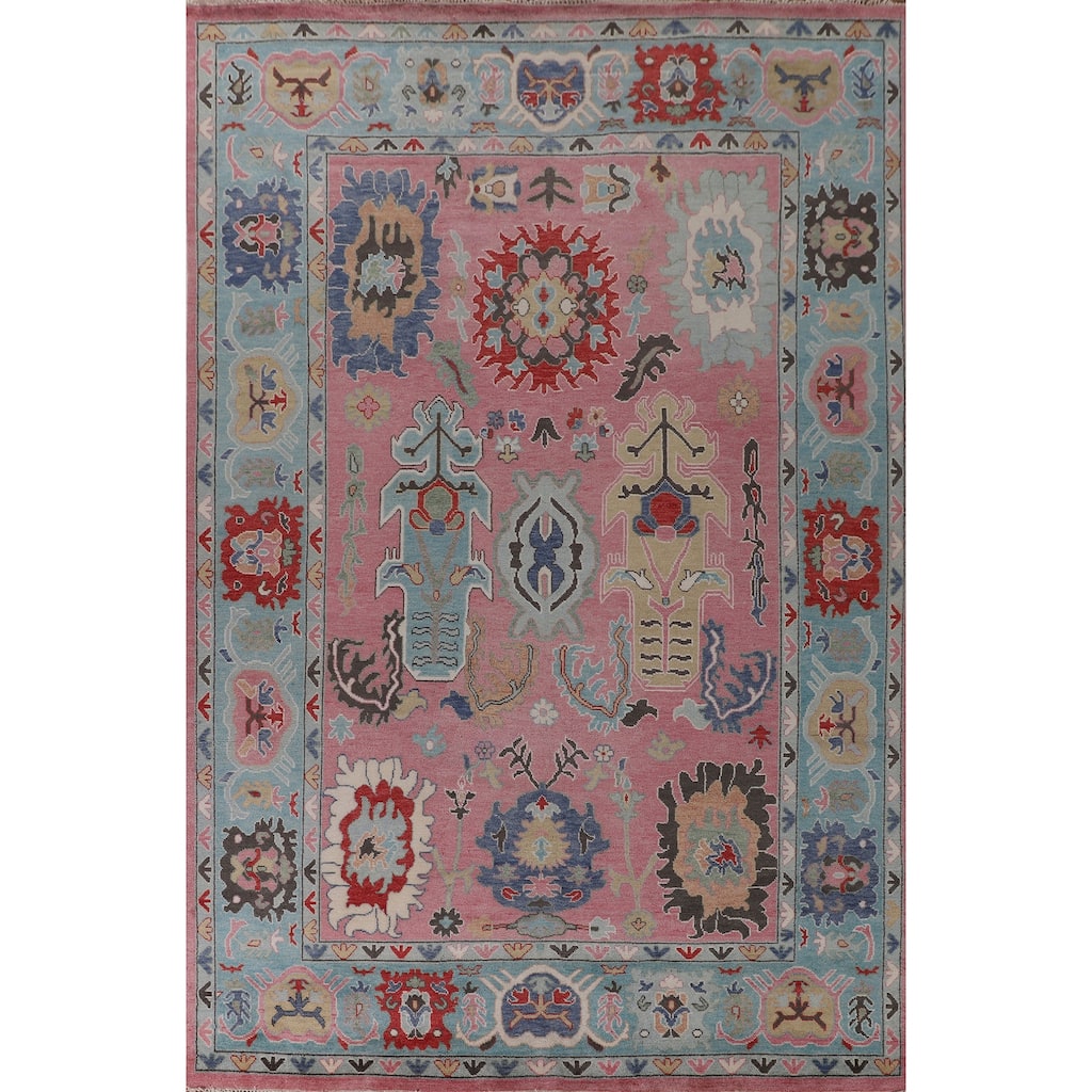 Pink Oushak Oriental Large Area Rug Handmade Wool Carpet - 9'6"x 13'9"