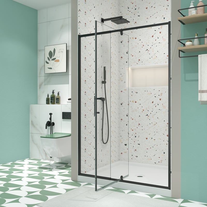Piovt Swing Glass Shower Door - 54*71 - Black