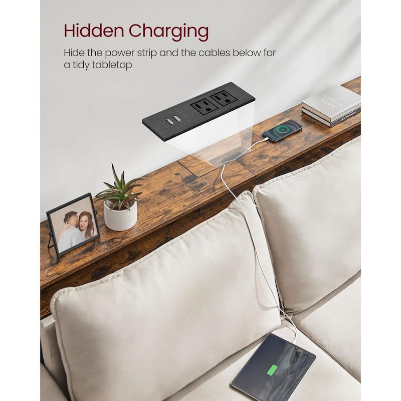 Charging Console Table with Outlets and USB Narrow Entryway Table for Hallway or Living Room
