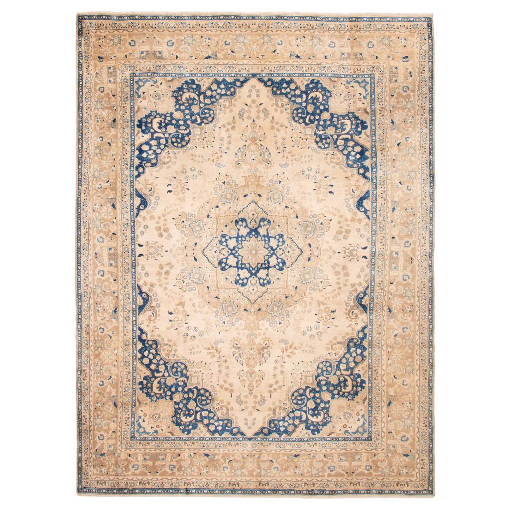 ECARPETGALLERY Hand-knotted Antalya Vintage Ivory Wool Rug - 9'7 x 12'10