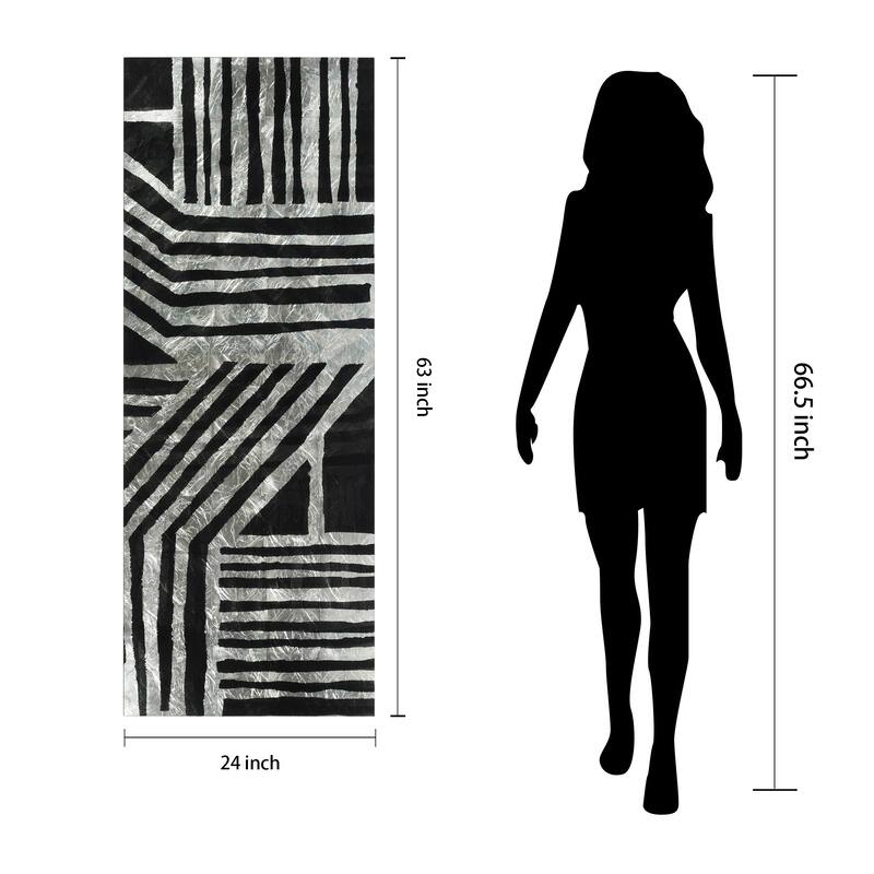 "Nokomis B" Abstract Wall Art Printed on Tempered Glass & Silver Leaf