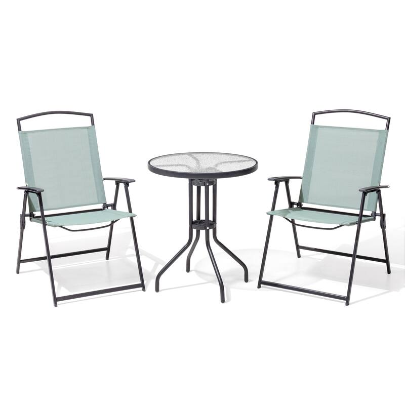3Piece Patio Bistro Set, Outdoor Folding Chairs and Table Set See