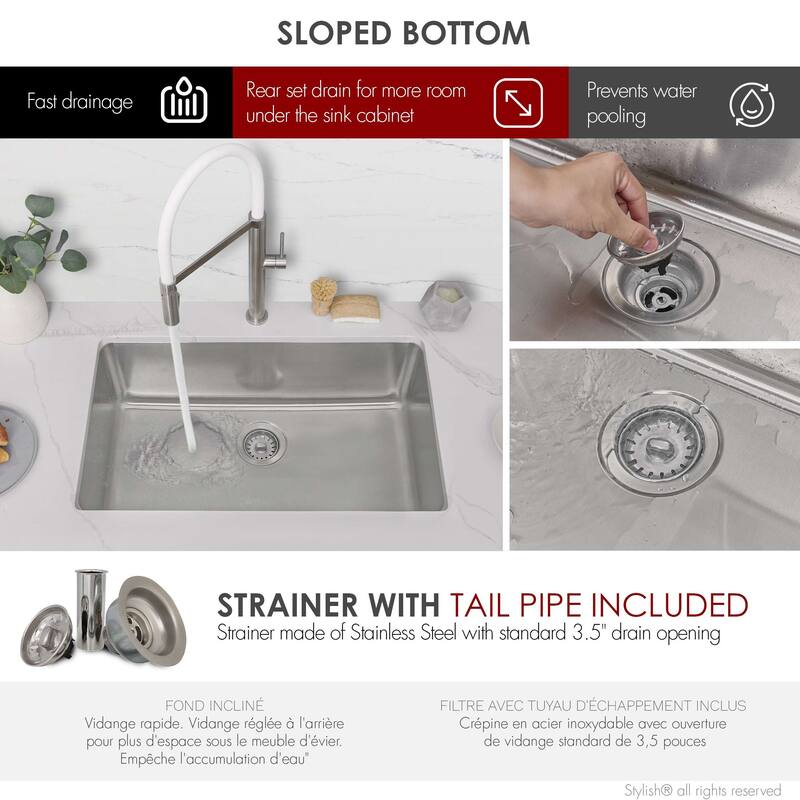 Stylish Dual Mount 30" Stainless Steel Single-Bowl Kitchen Sink S-411 - 30" x 18" x 9"