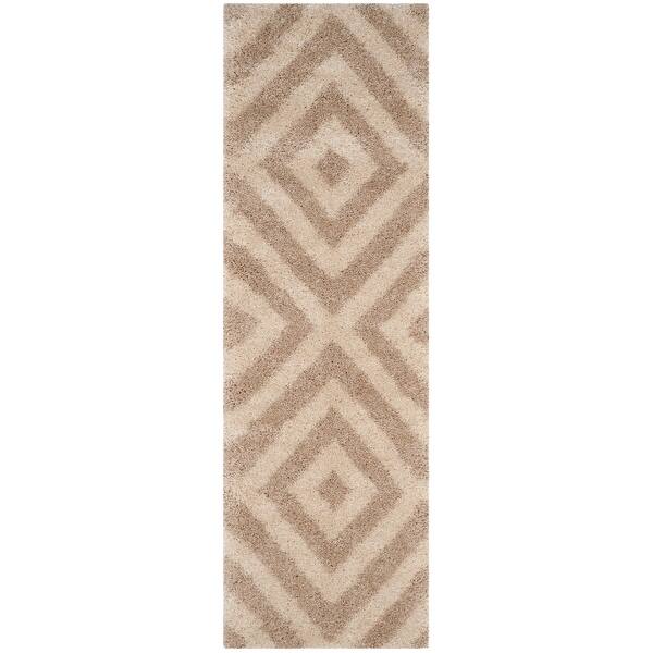 Beige Ivory SAFAVIEH Portofino Shag Collection PTS217B Geometric Diamond Non-Shedding Living Room Bedroom Dining Room Entryway Plush 2-inch Thick Runner 2'3 x 7' Beige Ivory SAFAVIEH Portofino Shag Collection PTS217B Geometric Diamond Non-Shedding Living Room Bedroom Dining Room Entryway Plush 2-inch Thick Runner 2'3 x 7'