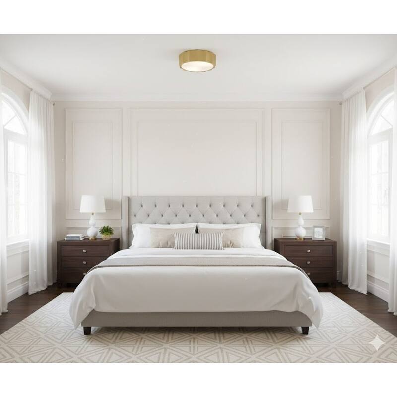 3 Light Brass Iron Flush Mount With White Bottom Diffuser