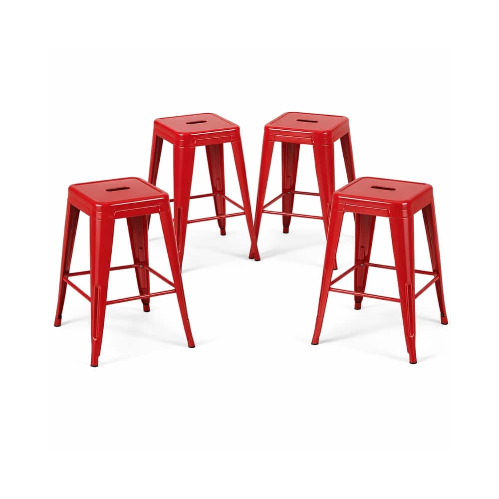 AC Pacific 24 Inch Industrial Stackable Metal Counter Stools Set of 4