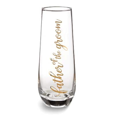 Curata Lillian Rose Father of The Groom Stemless Wedding Toasting Glass