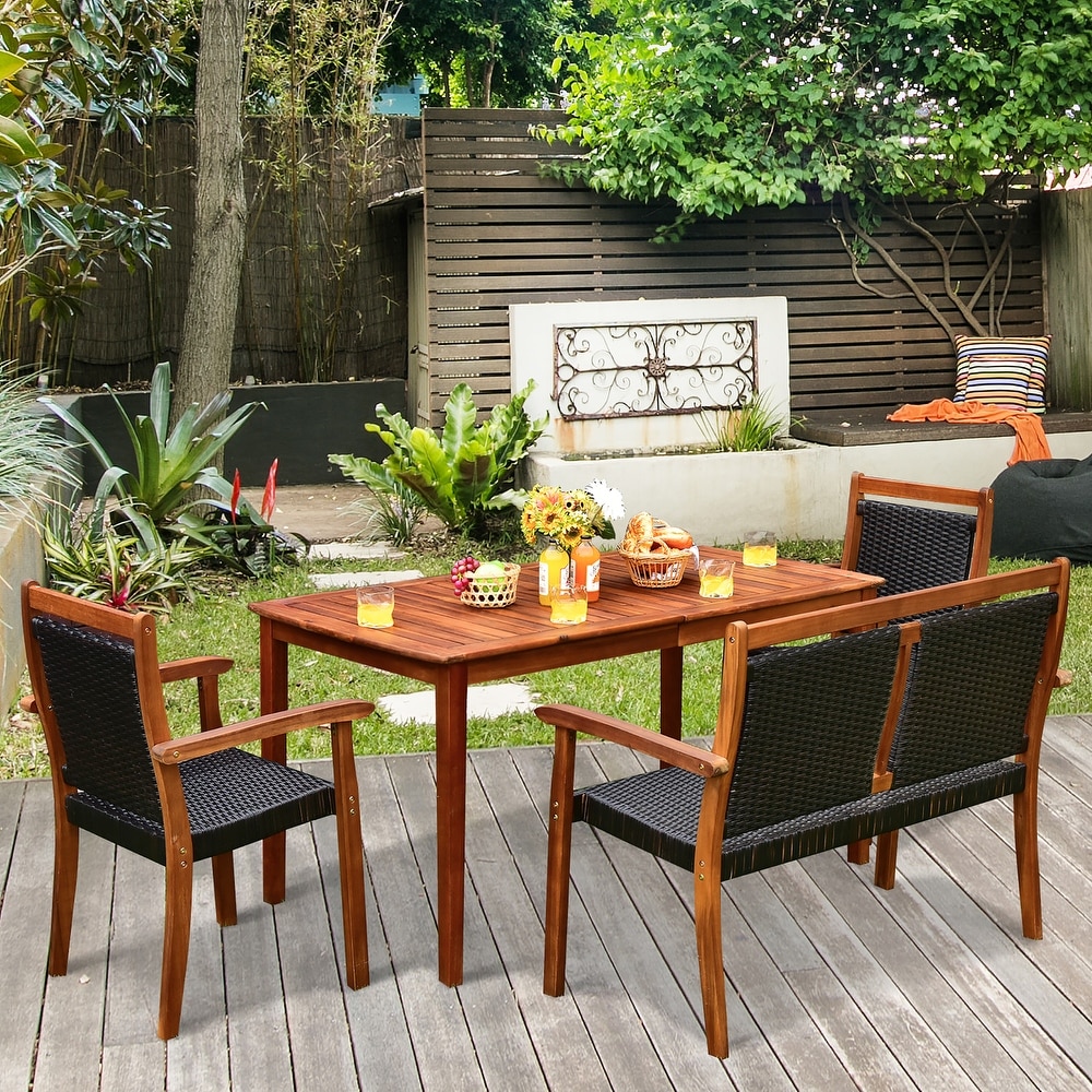 gymax 4pcs patio rattan