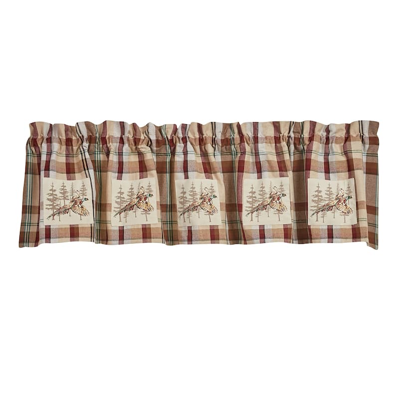 Park Designs Gamekeeper Plaid Lined Pheasant Patch Valance 60" x 14" - 60" x 14"