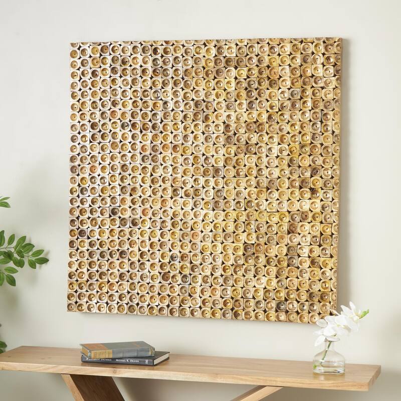 Mango Wood Abstract Handmade Stacked Tree Trunks Home Wall Decor - Brown - Roche River Decor