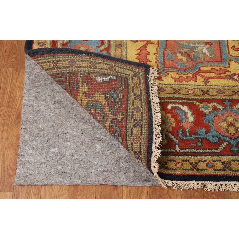 Hand Knotted Oriental 100% Wool Carpet Traditional Floral Red Heriz (serapi) Area Rug - 10' 1'' X 7' 11''