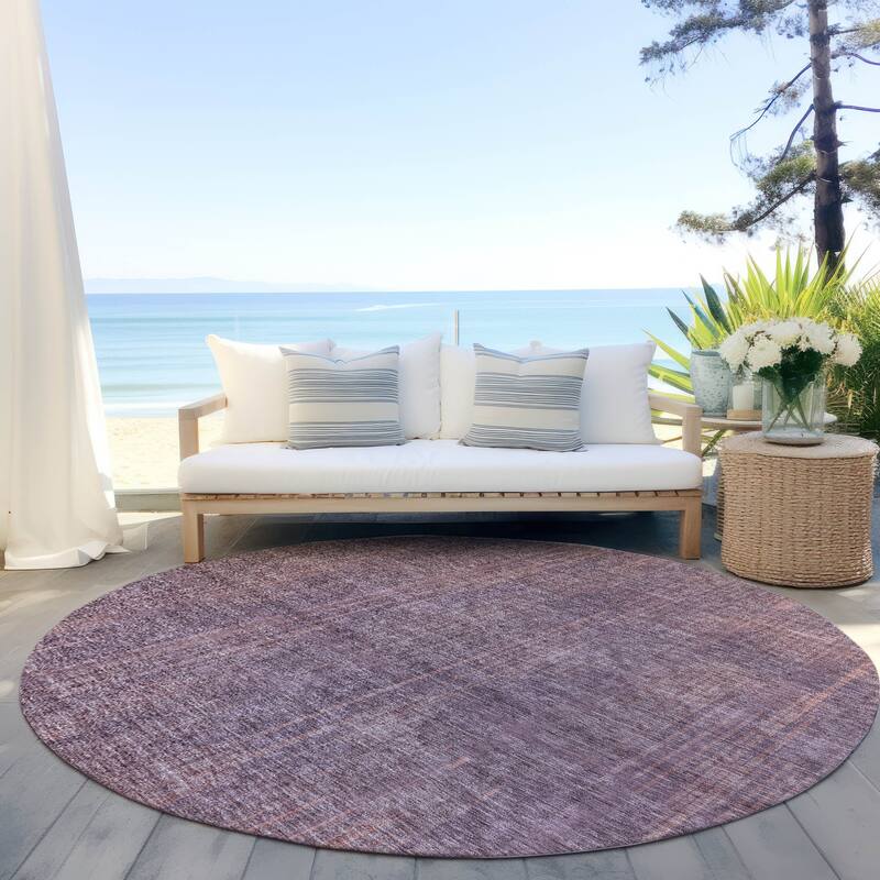 Machine Washable Indoor/ Outdoor Chantille Ombre Abstract Rug - Mauve - 8' x 8'