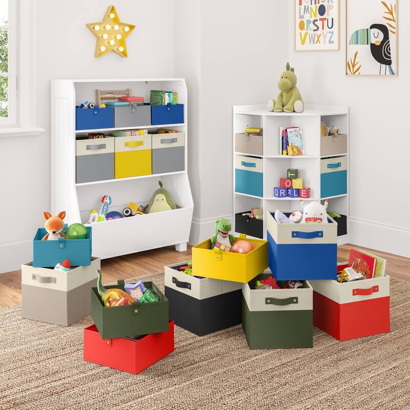 RiverRidge Kids 2pc 5" Fabric Collapsible Storage Cube Organizers for Playroom Organization