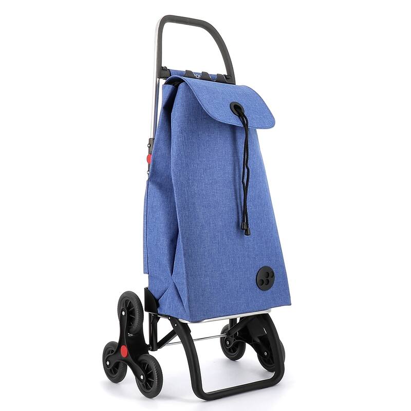 Rolser I-Max Tweed 6 Wheels Stair Climbers Foldable Shopping Trolley - 19.09 in. W x 42.32 in. H x 15.16 in. D - Blue