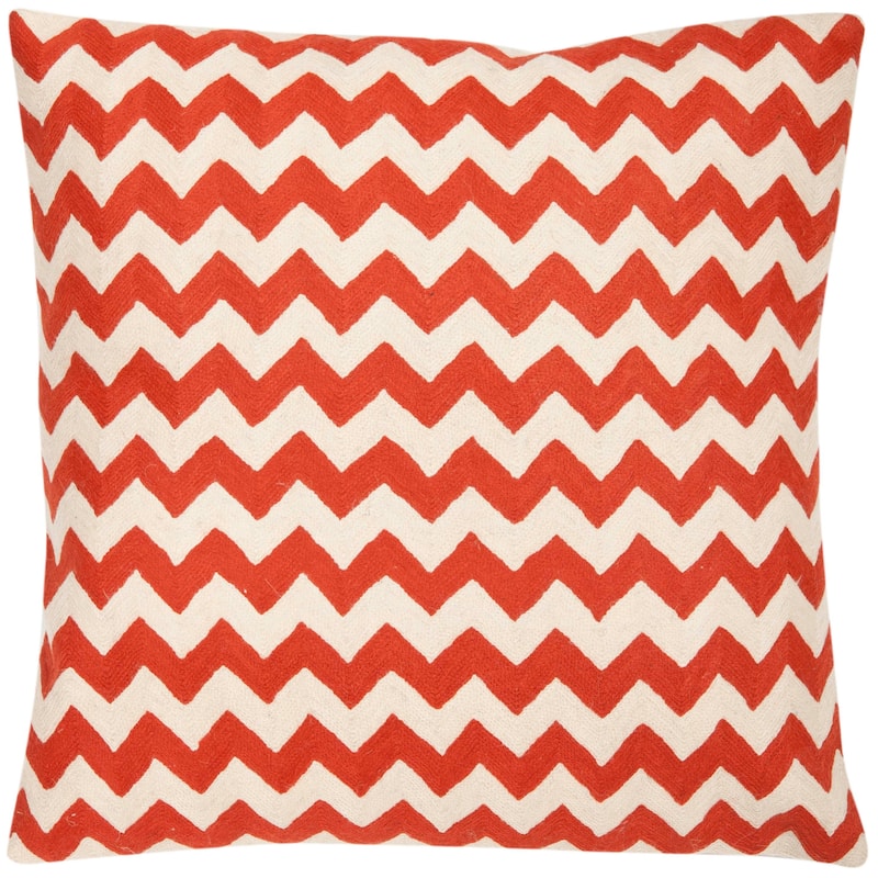 SAFAVIEH Reveca Zig-Zag 18-inch Embroidered Orange Decorative Pillow (Set of 2)