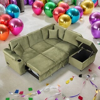 87.4" Sleeper Sofa Bed,2 in 1 Pull Out sofa bed L Shape Couch with ...