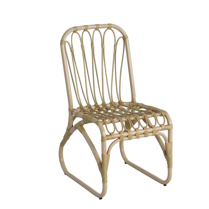 Roomfitters Set of 2 Hand-Woven PE Wicker Petal Chairs, Heavy-Duty 400lb Capacity with Washable Cushions