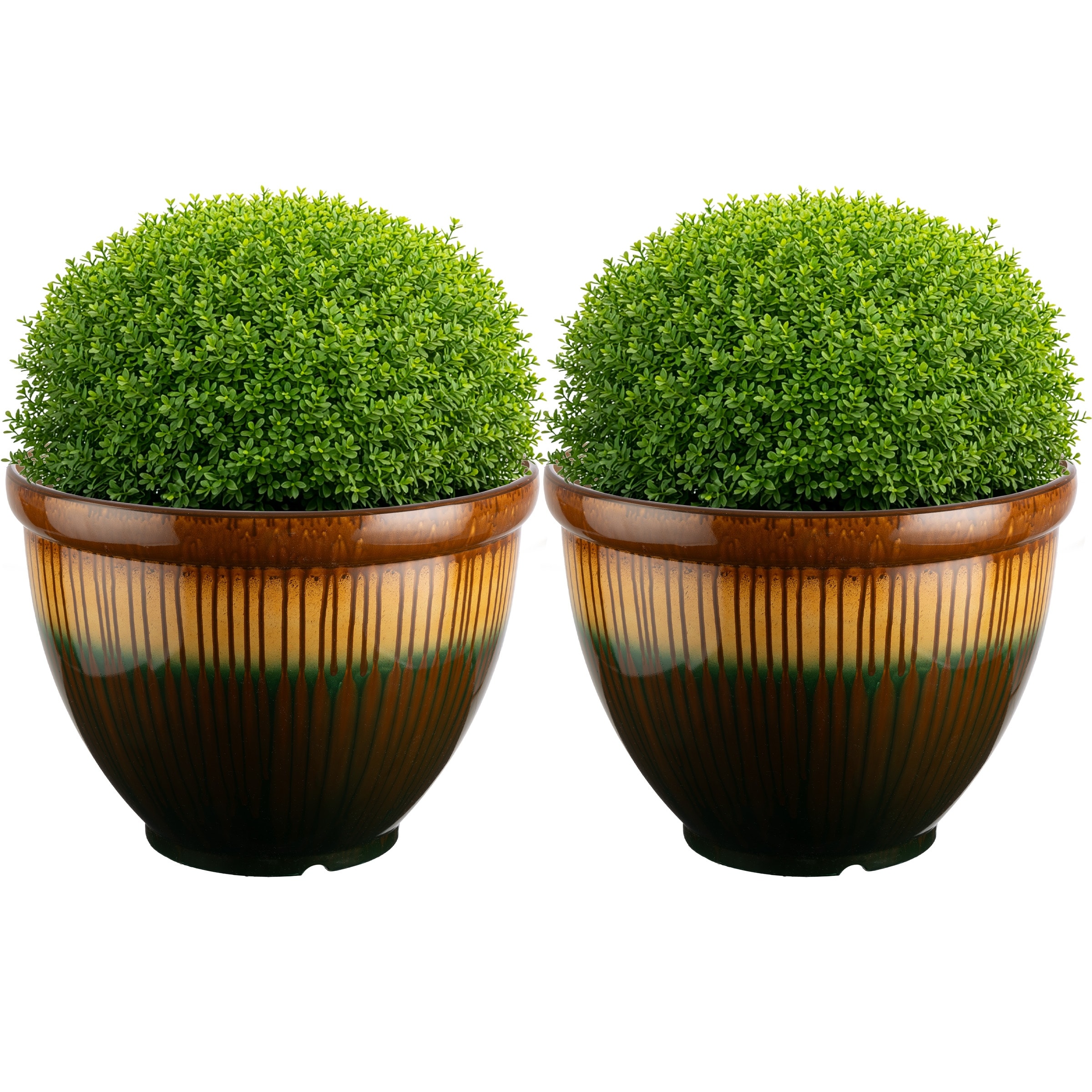 Plastic Plant Pot with Glazed Pottery Finish and Drainage 13.7" Large Planters for Indoor Plants or Outdoor Garden