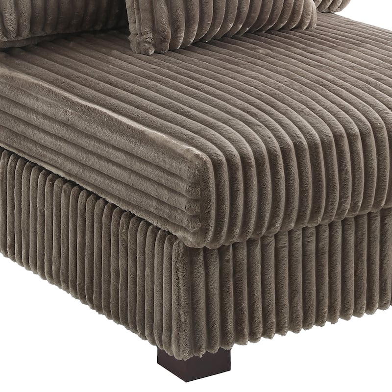 79" W Upholstered Plush Corduroy Sectional Modular Sofa with Ottoman
