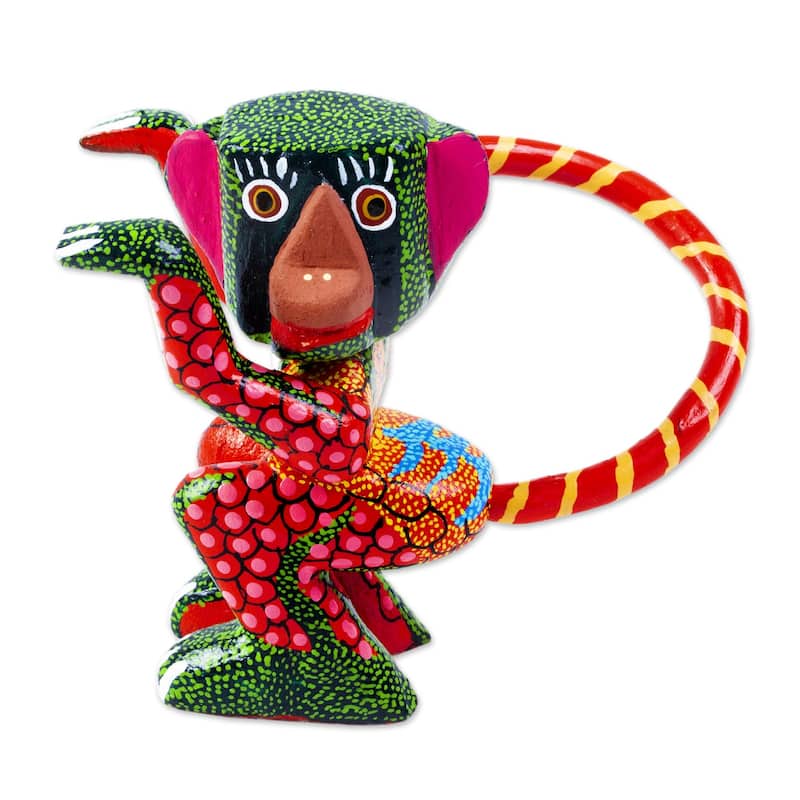 Novica Handmade Crazy Monkey Wood Alebrije Figurine
