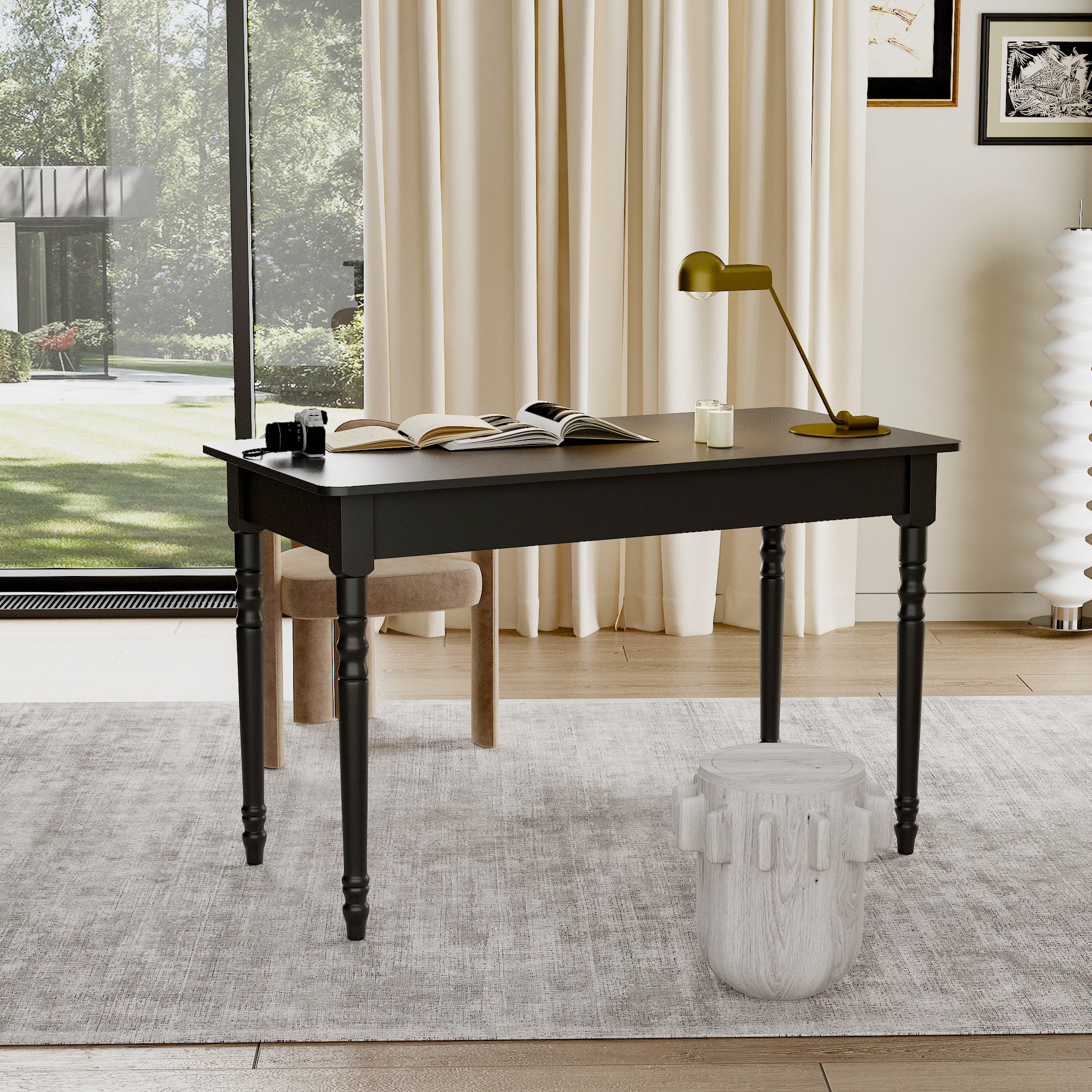 Timechee Black Wooden Computer Desk, 47