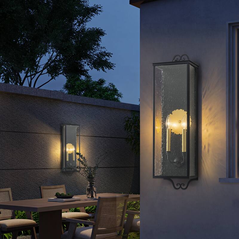 C Cattleya 35 inch Large Outdoor Wall Lantern with Seeded Glass