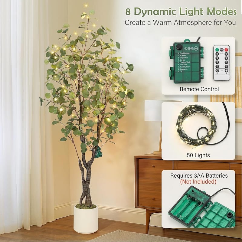Artificial Eucalyptus Tree, Fake Potted Plant for Home Decor
