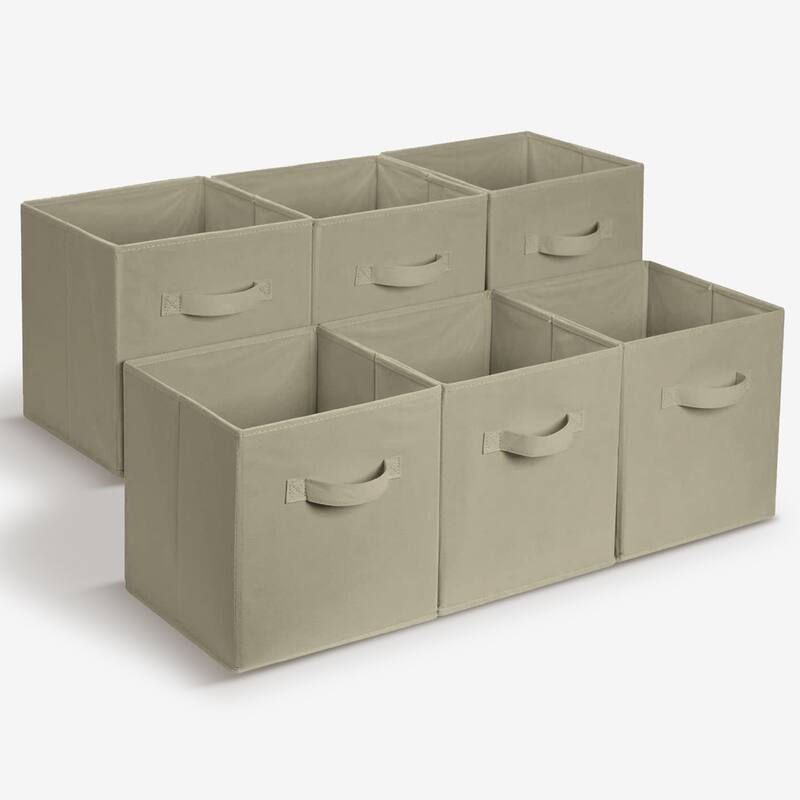Cheer Collection 6 Pack Fabric Storage Cubes with Dual Handles Collapsible Organizer Bins - Gray