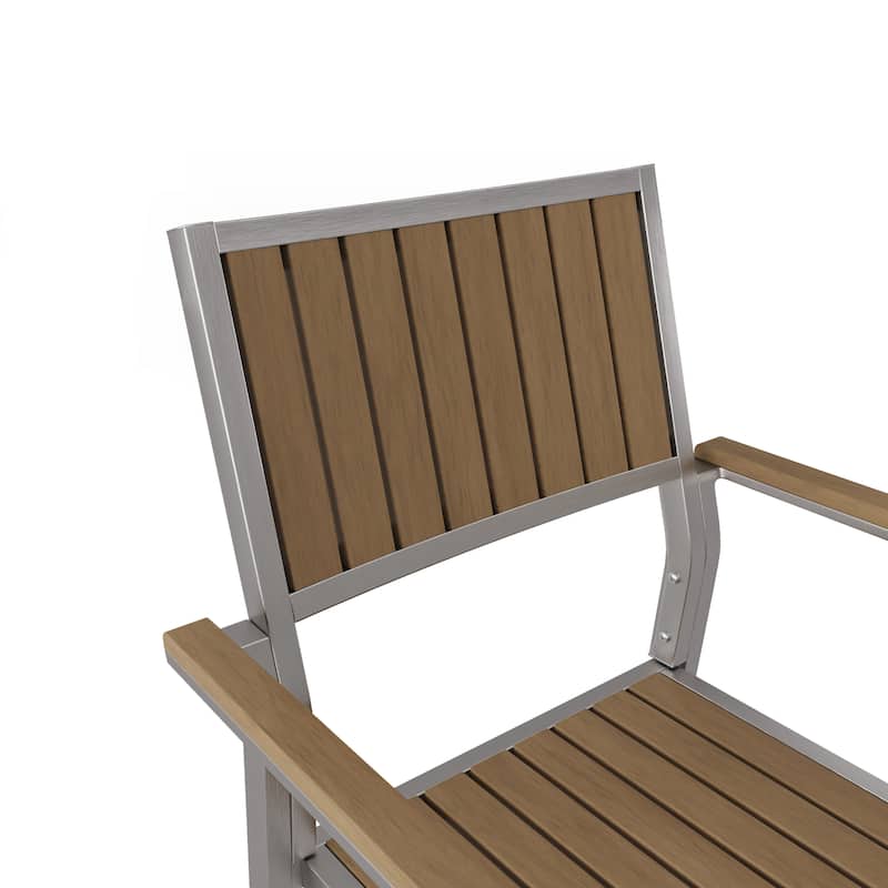 Berteronian Cape Coral Aluminum With Wood Dining Chairs (set of 2) by Christopher Knight Home