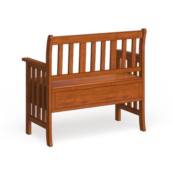 Shop Black Friday Deals On Furniture Of America Gure Country Oak Solid Wood Storage Bench Overstock 5675886