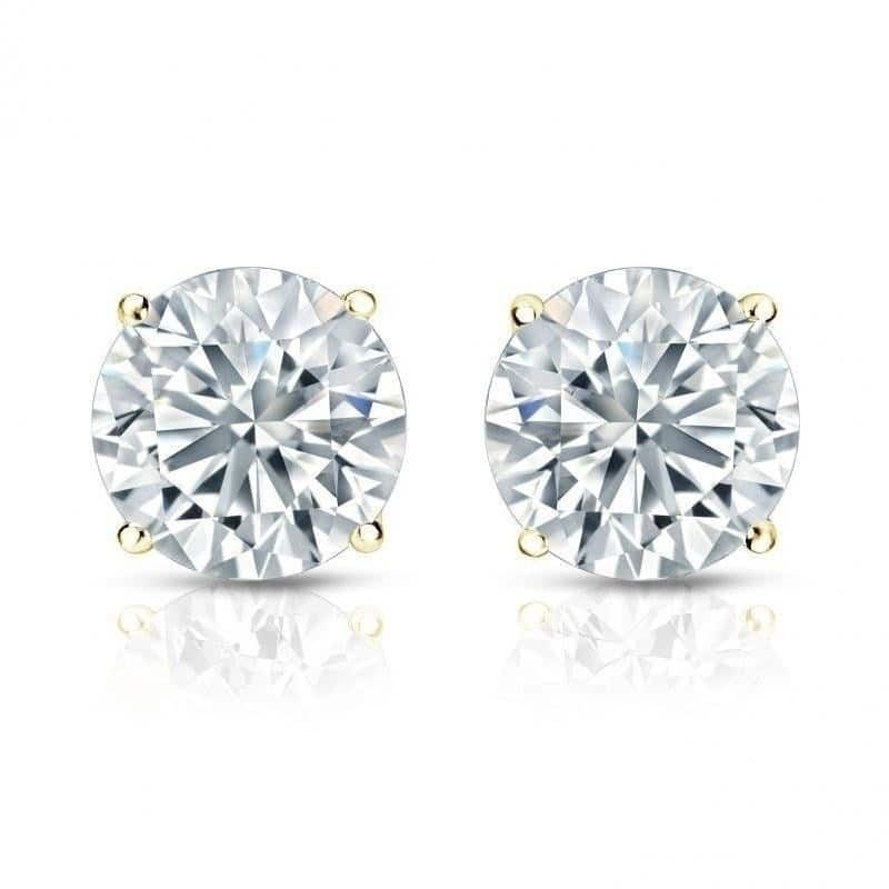 Auriya 18k Gold Round Diamond Stud Earrings 1 3/4ctw Certified