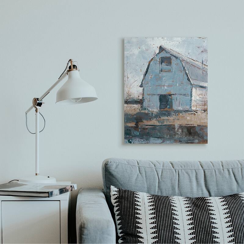 Stupell Abstract Distressed White Barn Farm Architecture Canvas Wall Art