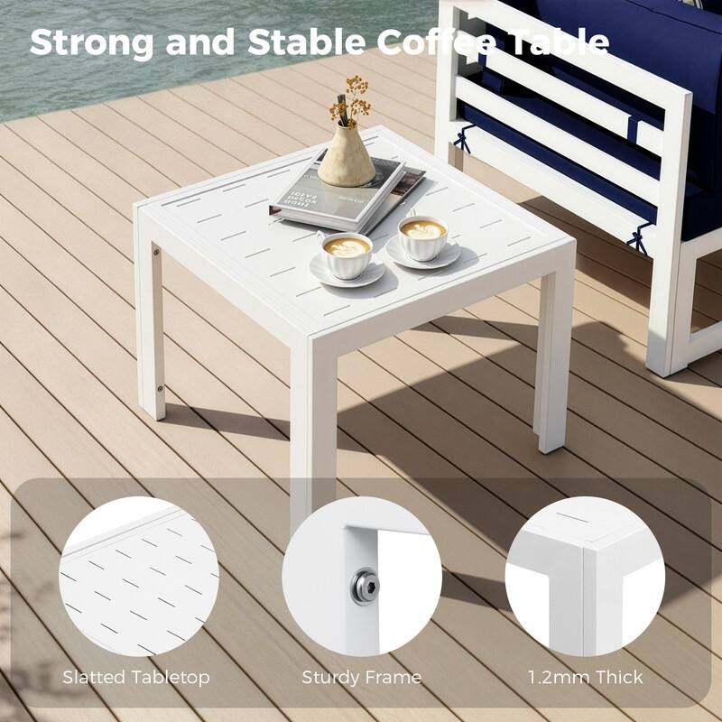 11-Piece Luxury Aluminum Outdoor Furniture Set with Chaise Lounge & Fire Pit Table, 29" Deep Seating Aluminum Patio Sectional