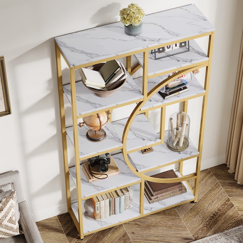 Bookshelf Industrial 5 Tier Etagere Bookcase, Freestanding Tall Bookshelves