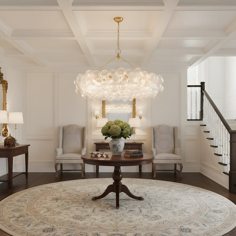 Gold Bubble Ball Chandelier, LED Pendant Light with Glass Globes