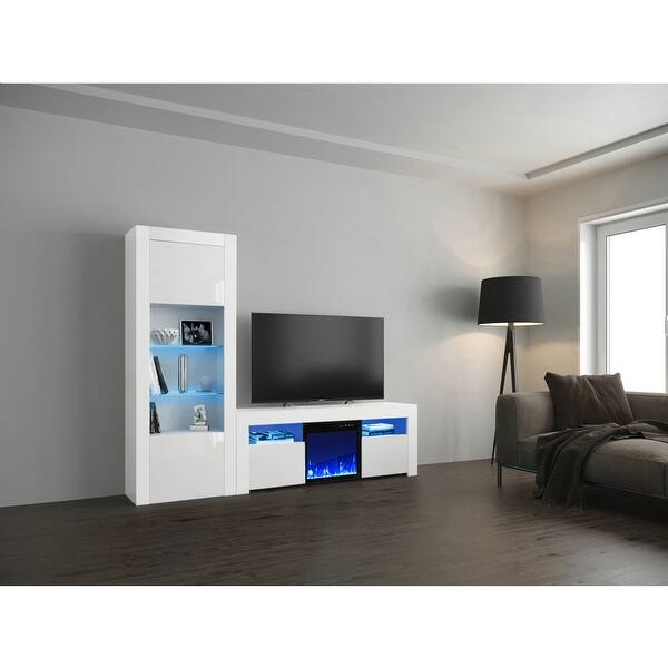 Shop Milano Set 145ef Bk Electric Fireplace Modern Wall Unit